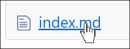 Screenshot showing a click on the index.md file